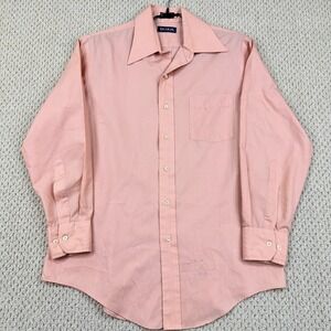 Vtg Damon Shirt Men 16-33 (M) Peach Silcron Permanent Press Sanforized 70s USA
